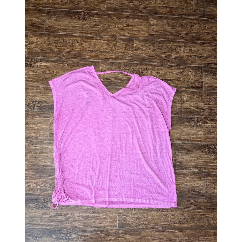 Live Well Ruched Side Tie Pink Top - 22-24W